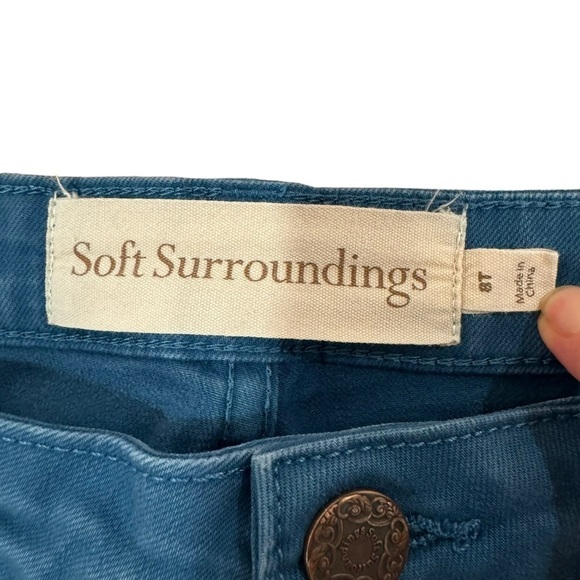 Soft Surroundings Women's High Rise Slim Jeans 8T Teal Blue Cotton Stretch - Picture 5 of 9